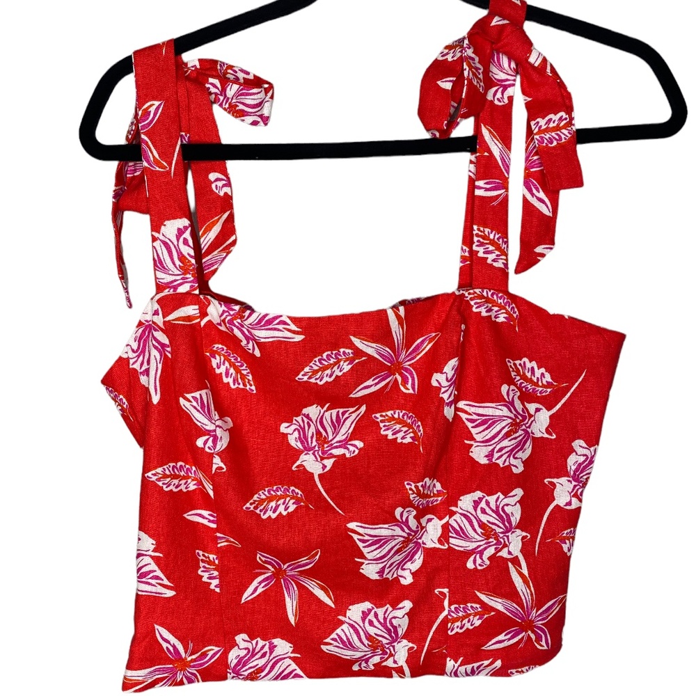 Joie Floral Linen Blend Crop Top Size 8 New with Tags